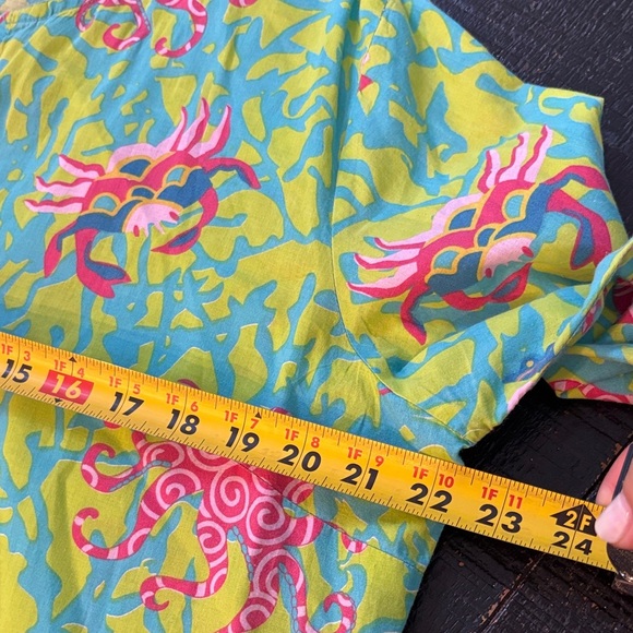 Gretchen Scott Designs Coral Fish Octopus Design V-neck Top Tunic Green Blue L - Picture 2 of 8